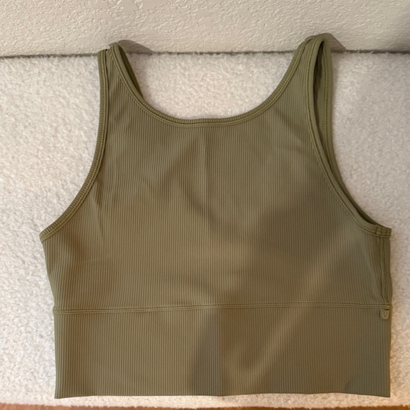 EUC Lululemon Athletica Power Pivot Tank Bronze Green size 10 Ribbed Tank - Picture 3 of 7